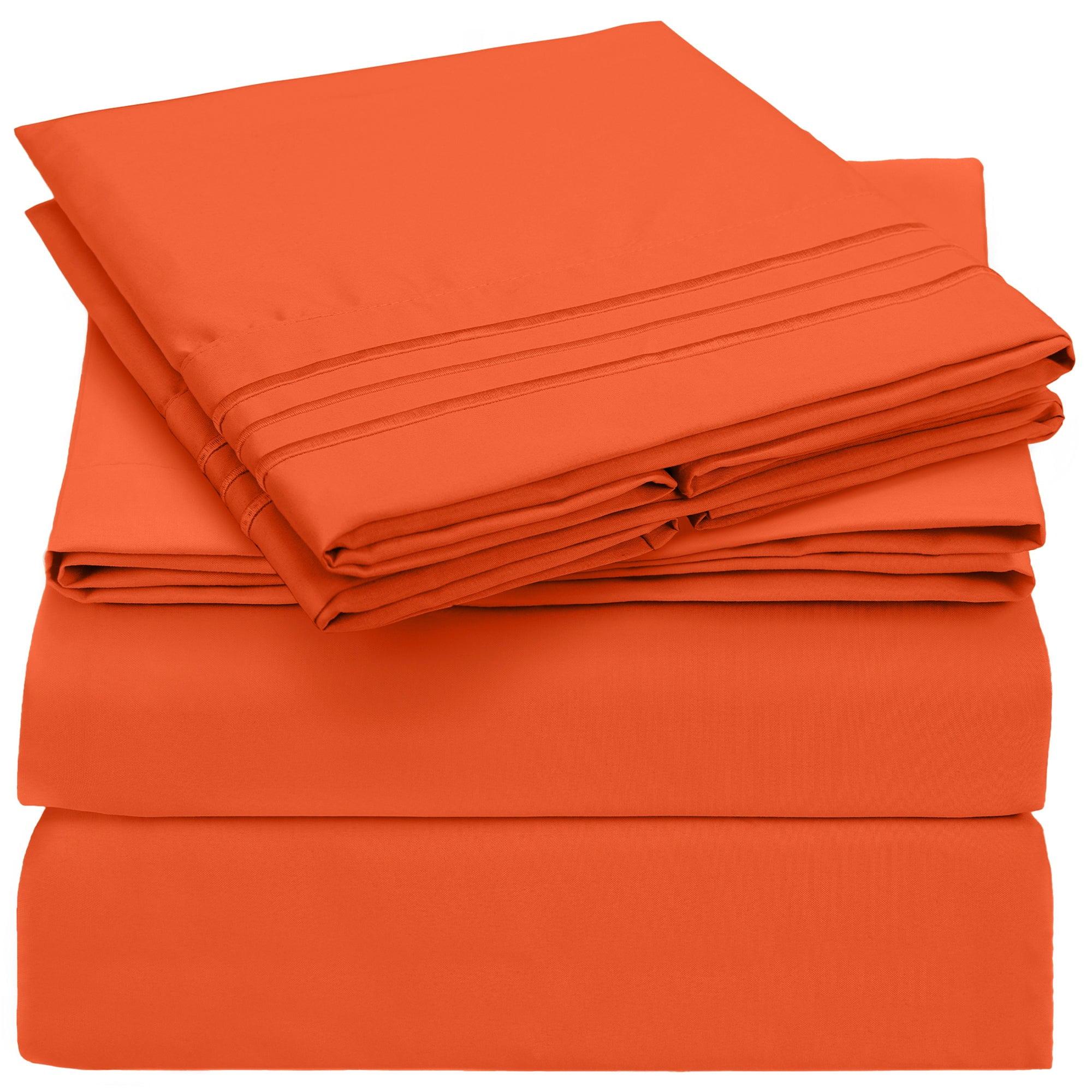 King Poppy Orange Microfiber Deep Pocket Sheet Set