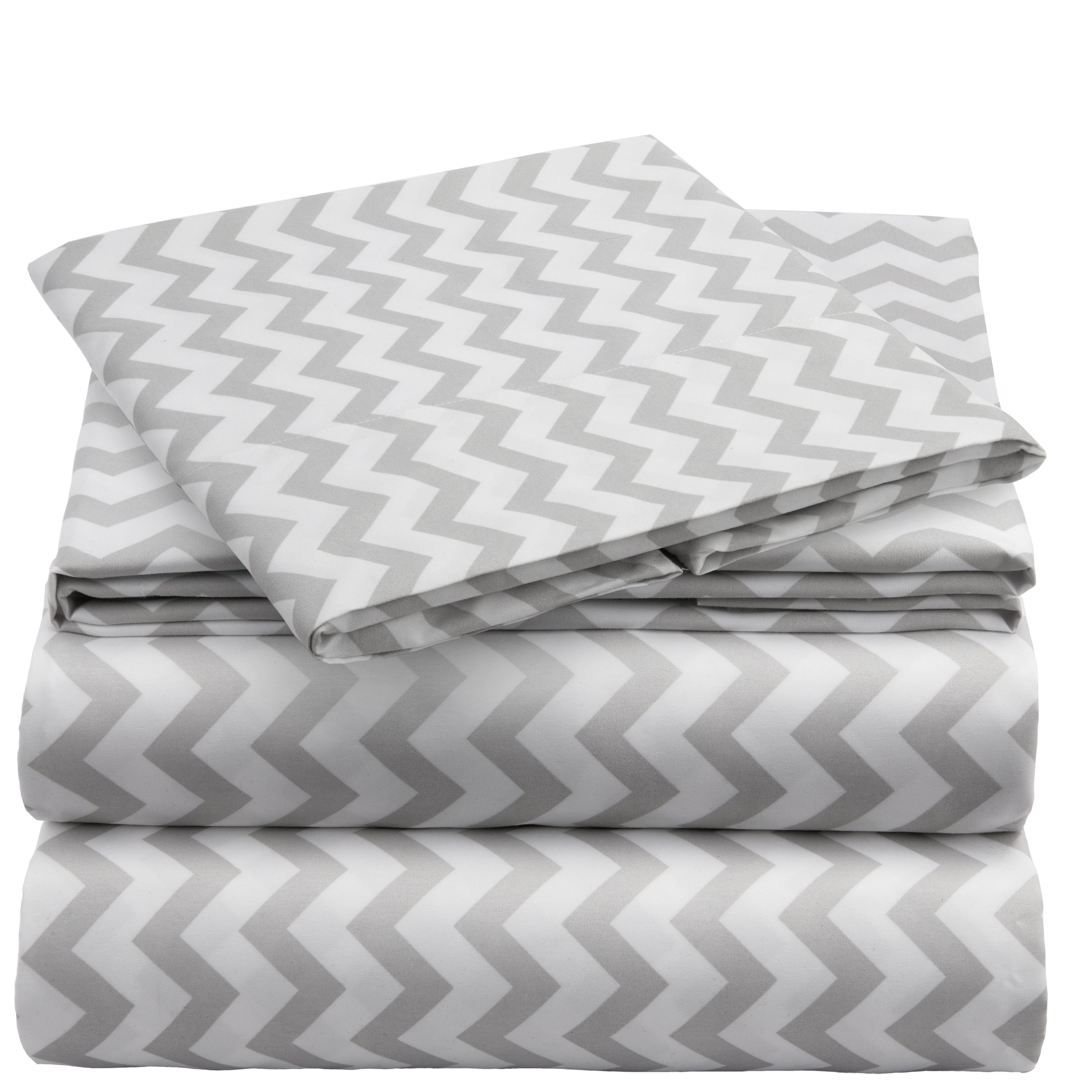 Mellanni Brushed Microfiber Sheet Set, Twin XL, Chevron Gray, 3 Piece