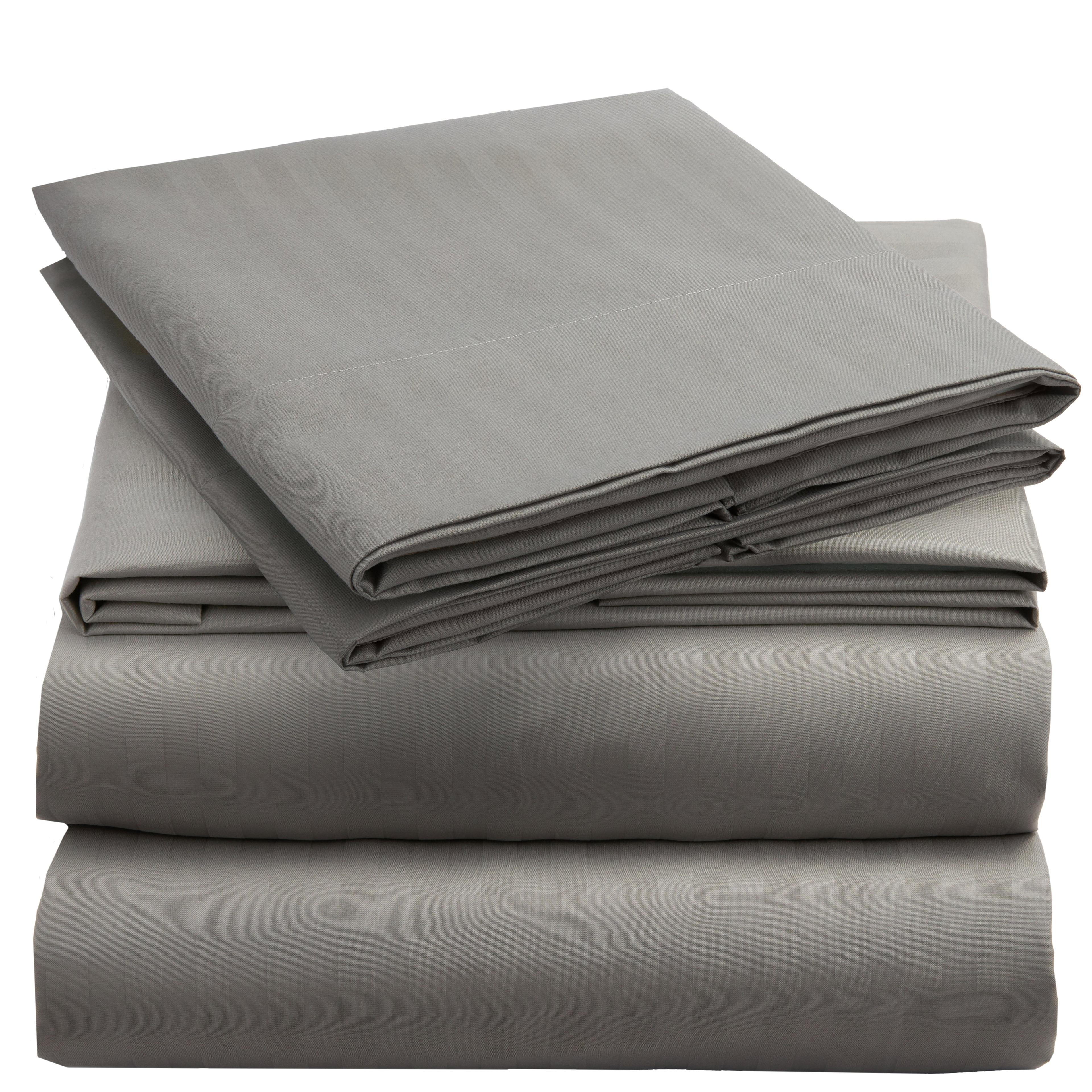 Queen Gray and Silver Striped Microfiber Deep Pocket Sheet Set