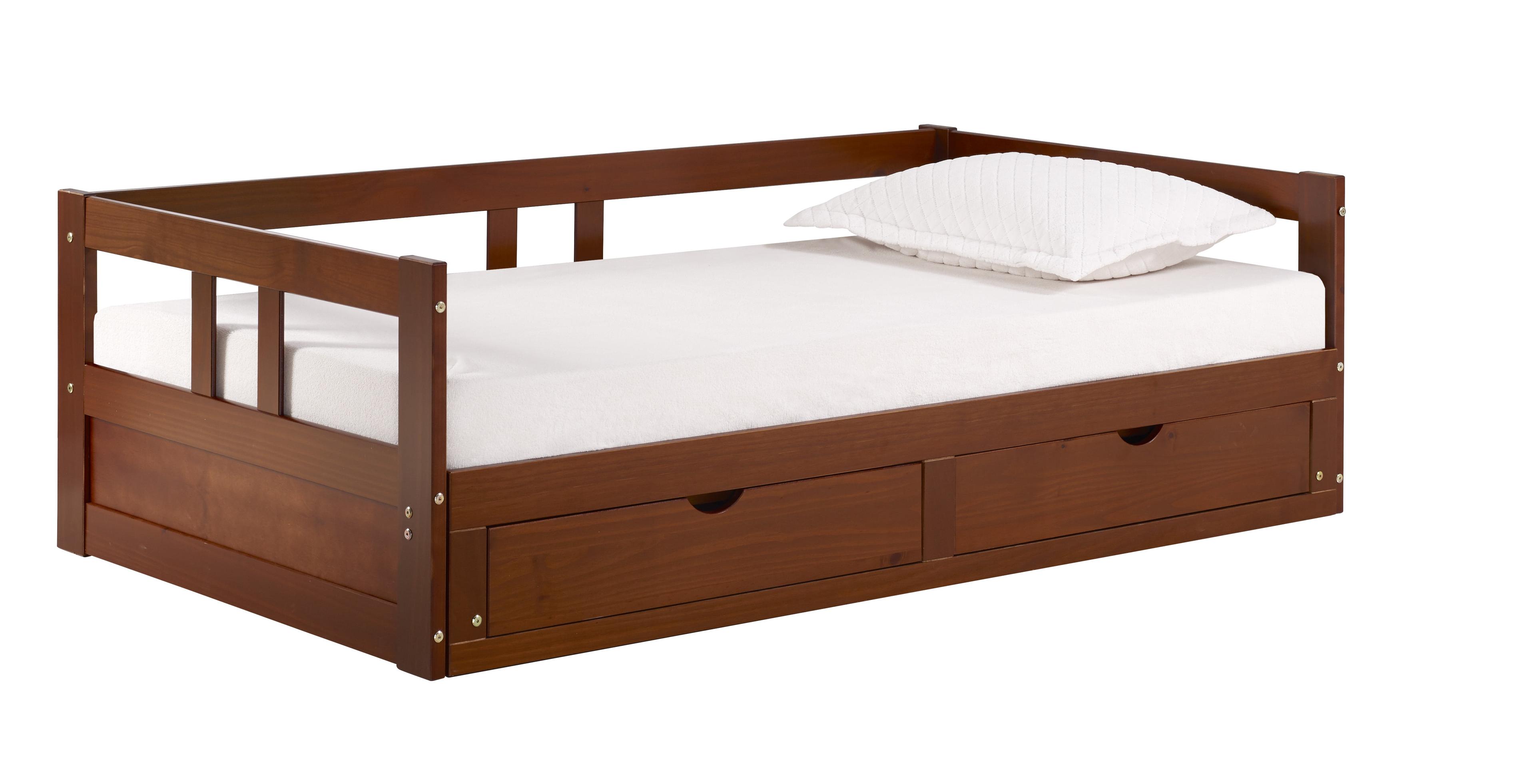 Twin to King Chestnut Pine Day Bed with Storage Drawers