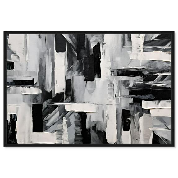 Melosa Canvas Modern Black White Abstract Wall Art by Art Remedy, Black Frame, 54" x 36"