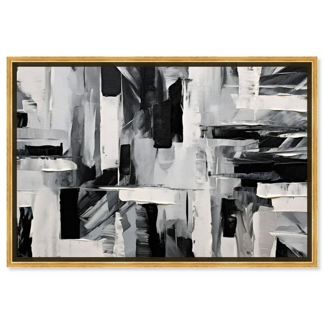 Melosa Canvas Modern Black White Abstract Wall Art by Art Remedy, Gold Frame, 15" x 10"