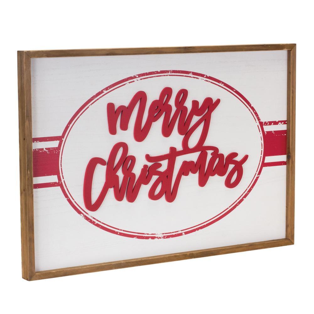 Melrose Red and White Wood Merry Christmas Sign 27.5"L