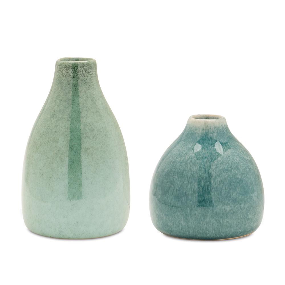 Melrose Blue and Green Ceramic Bud Vases Set of 4