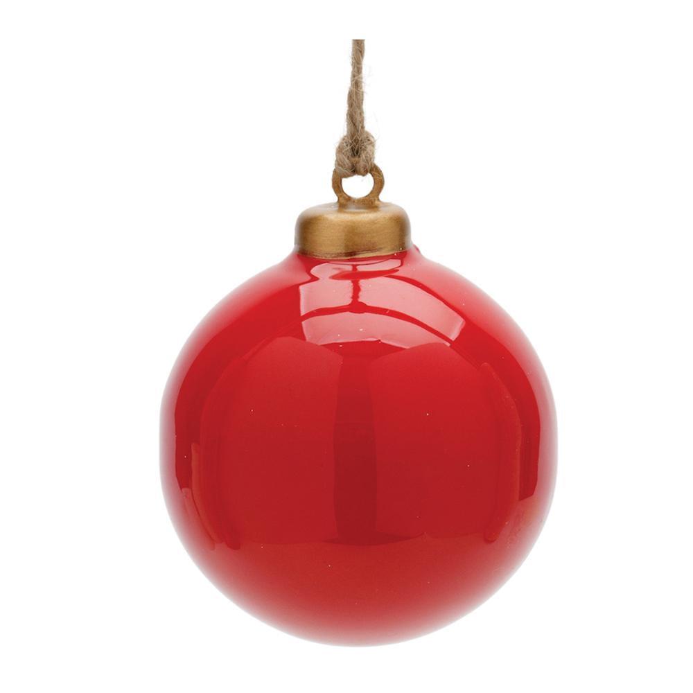 Set of 6 Red and Gold Iron Christmas Ball Ornaments