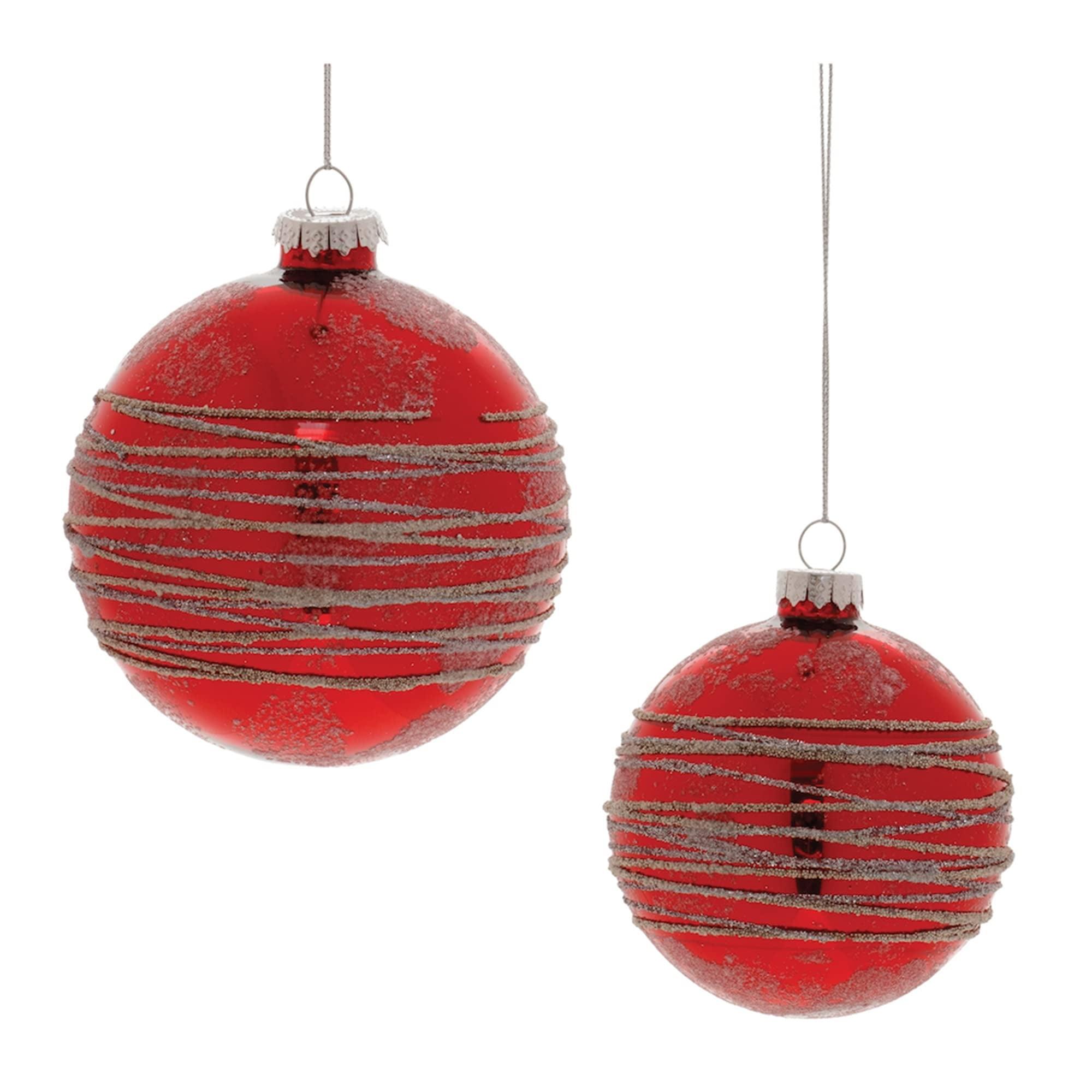 Red and Silver Glittered Glass Ball Ornament Set