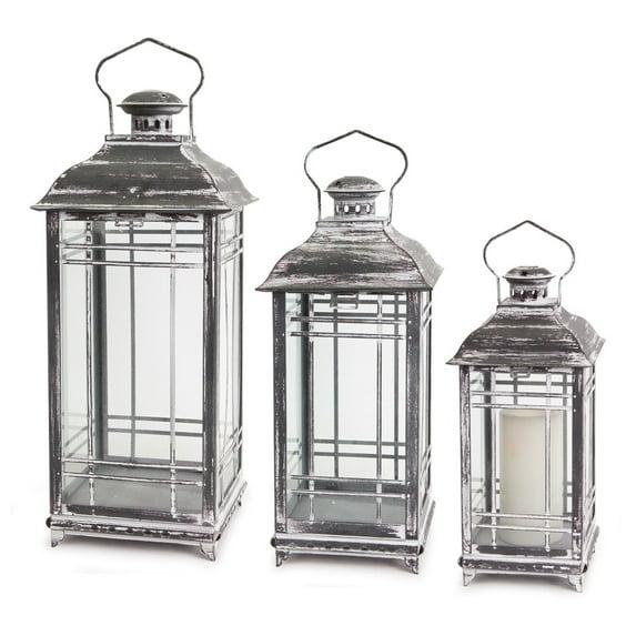 Melrose Grey Traditional Metal Lantern (Set of 3)