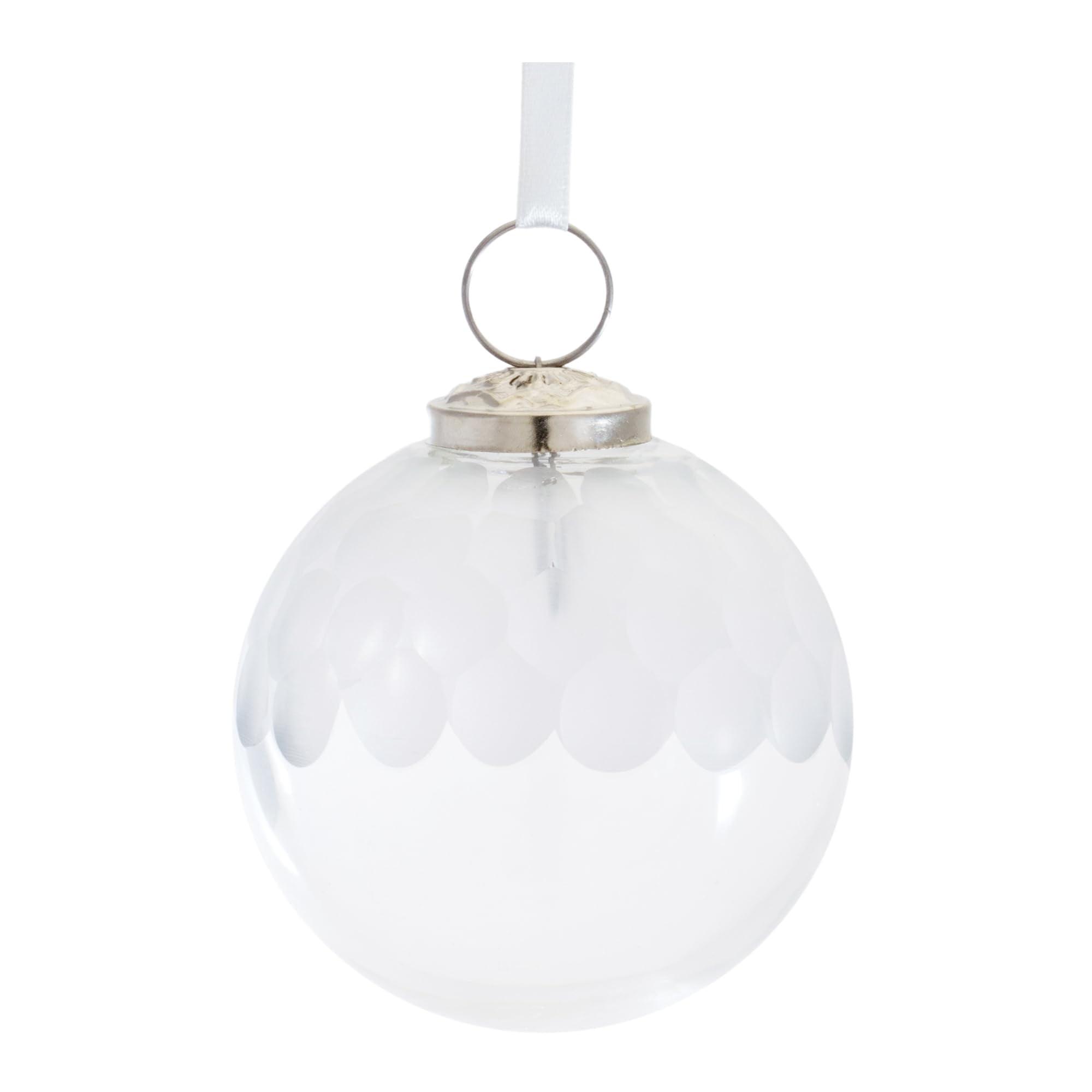 Melrose Clear Glass Etched Ball Ornaments, Set of 6