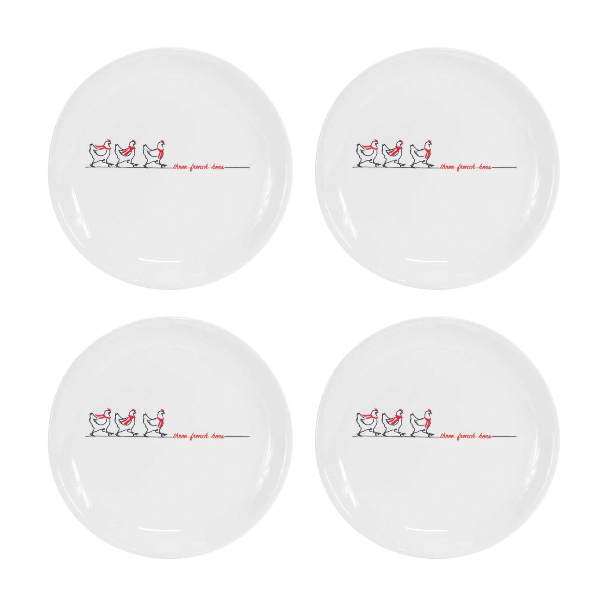 Melrose Set of 4 "Three French Hens" Plates 6.5"