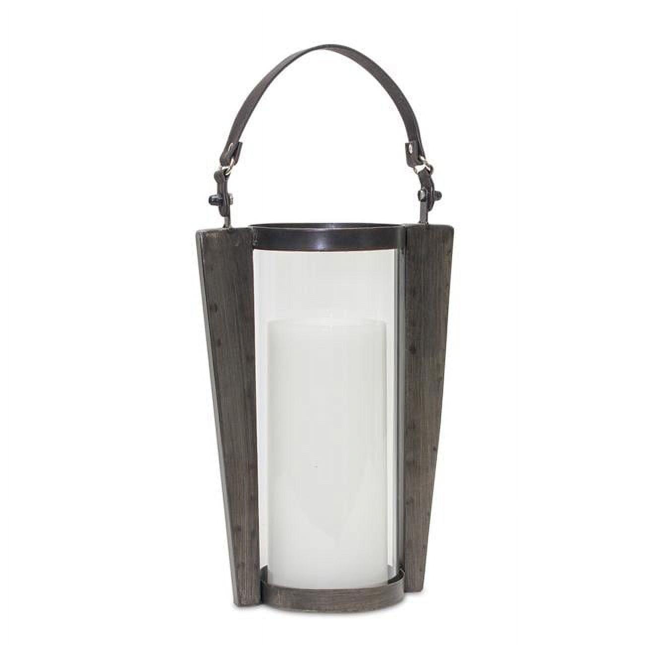 Melrose International 82010DS 18 x 8.5 in. Iron & Glass Candle Holder - Brown, Black & Glass