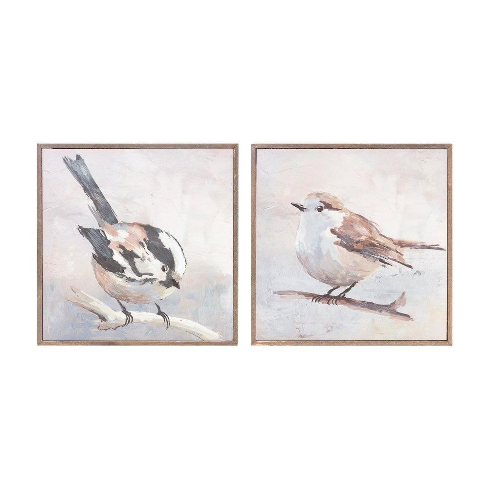 Winston Porter Framed Bird Canvas Block (Set of 2) (Set of 2)