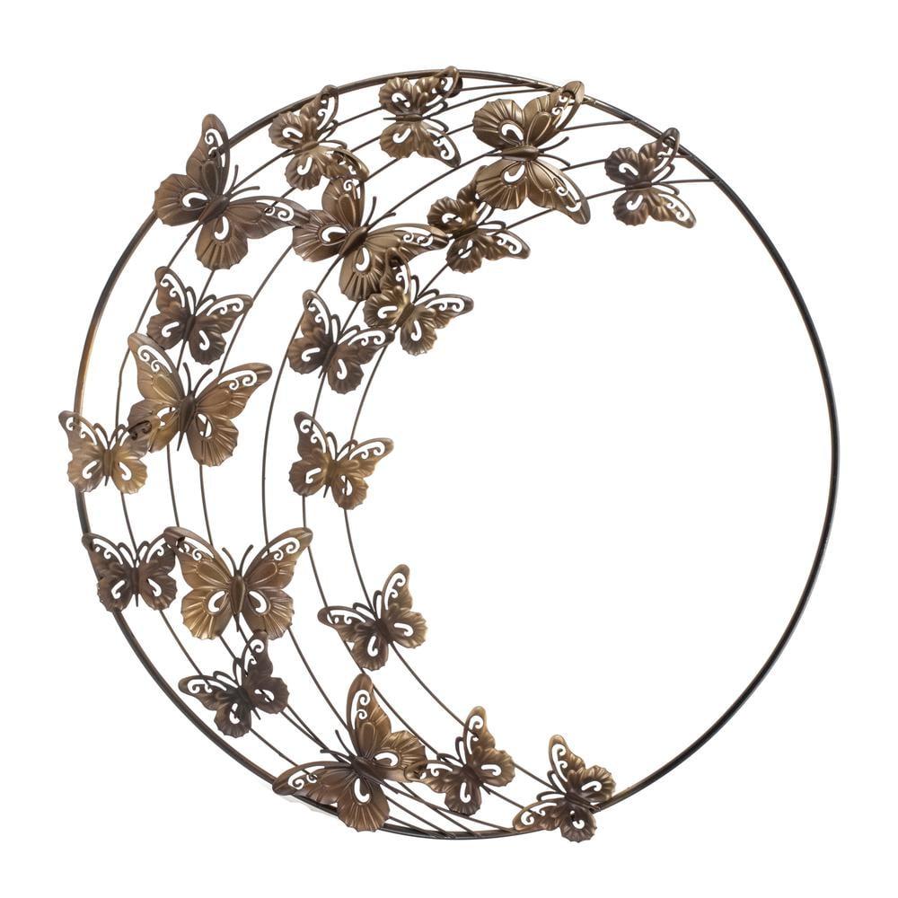 Bronze Iron Butterfly Outdoor Wall Art 18" Diameter