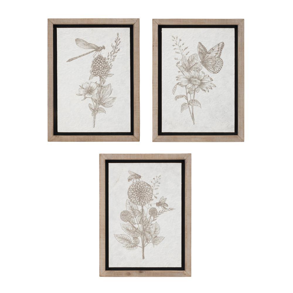 Melrose Framed Floral Insect Print (Set of 3)