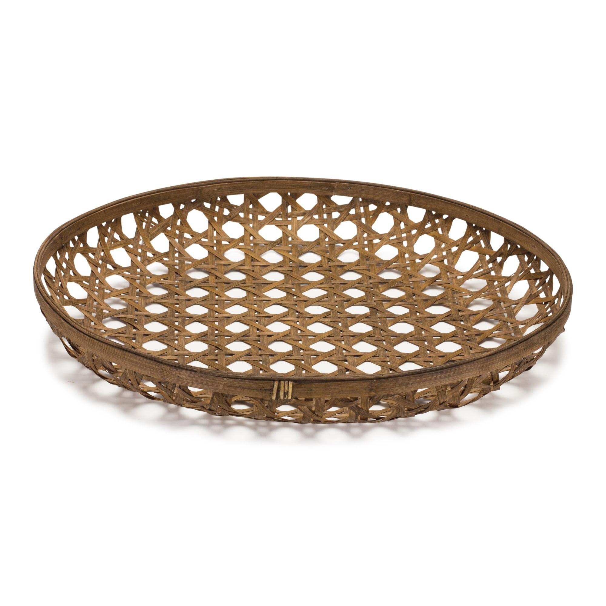 Melrose Large Round Bamboo Wooden Tray 26"D