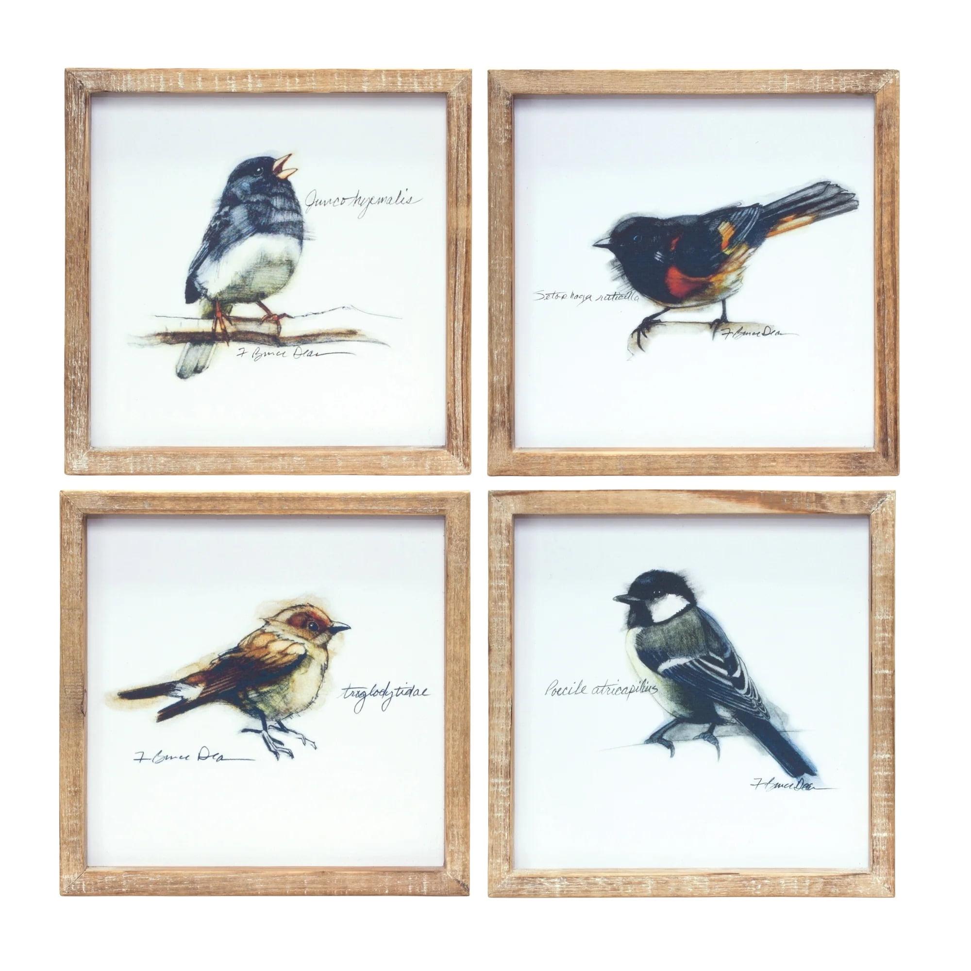 Melrose Wood Framed Bird Art Print (Set of 4)