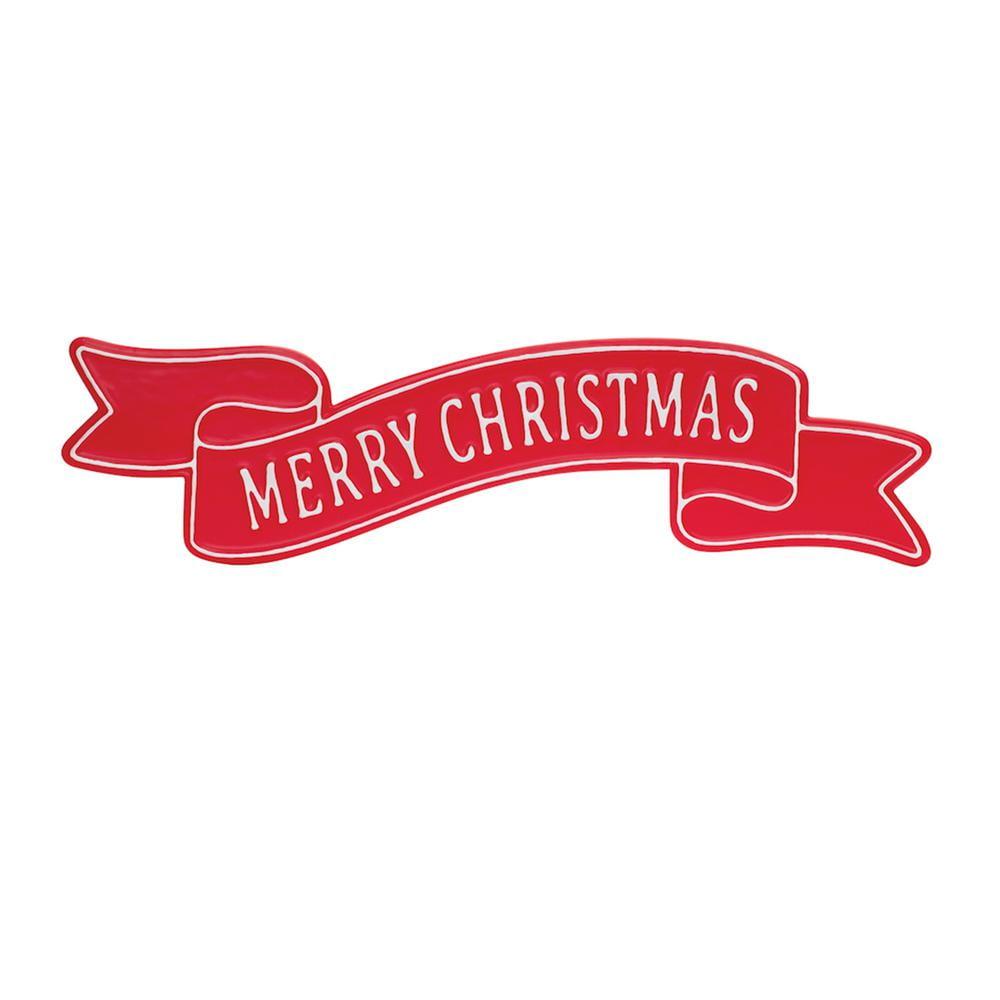 Red Metal Merry Christmas Banner 24"