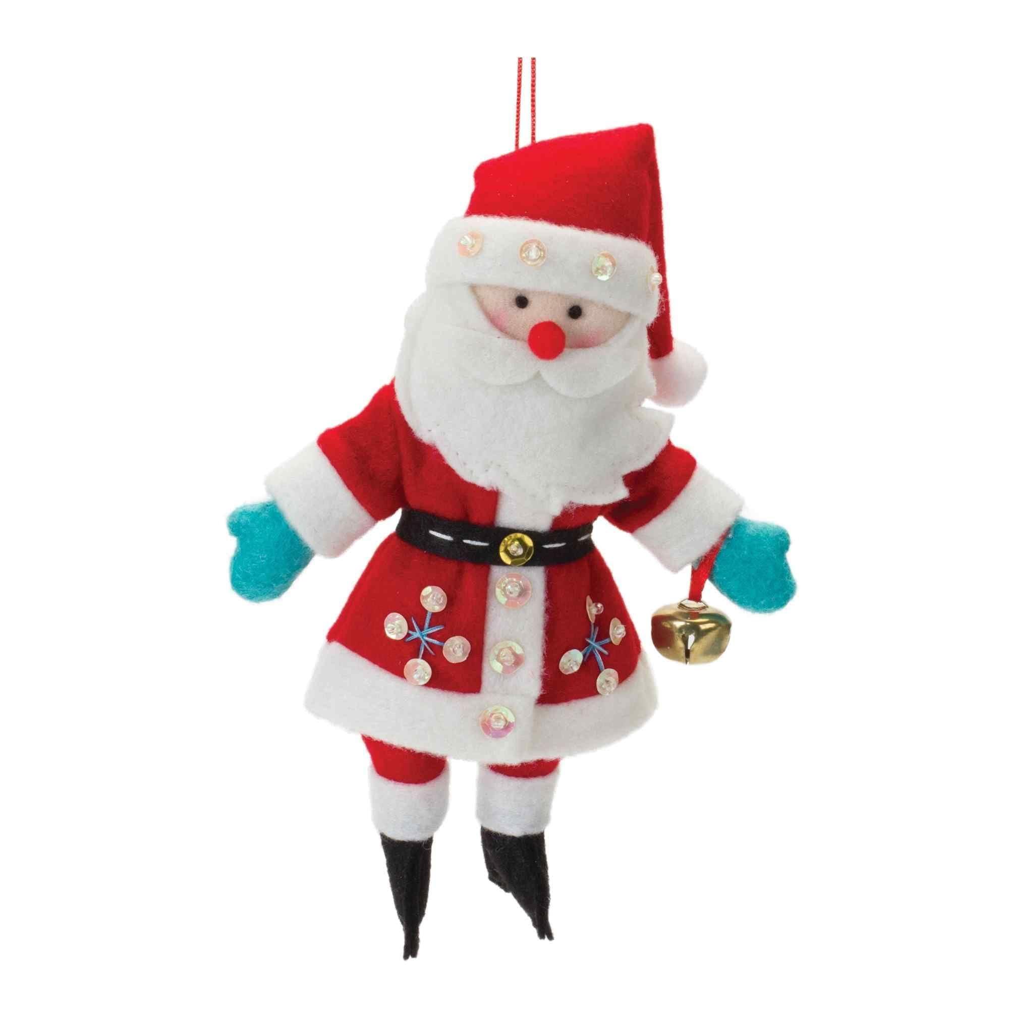 Festive Red and White Plush Santa Ornaments Set