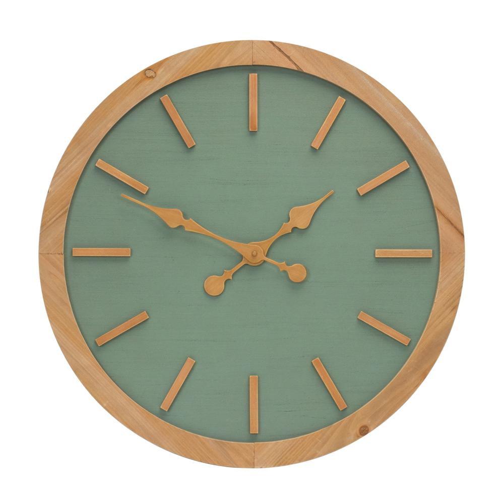 Sage Green and Natural Wood 24" Wall Clock