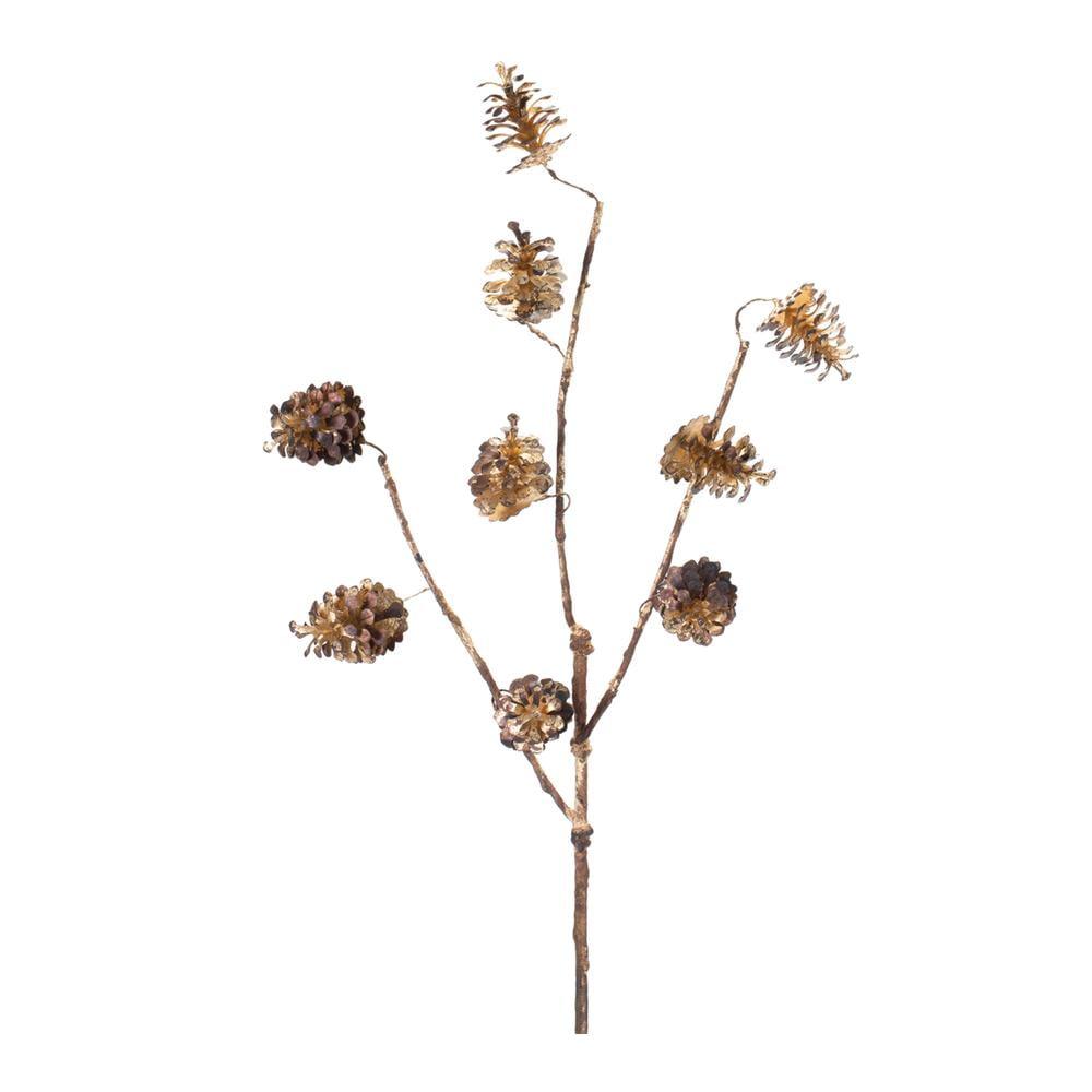 Brown Plastic Pine Cone Spray Set for Holiday Decor