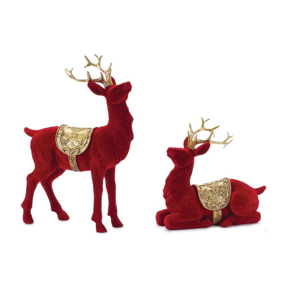 Melrose Flocked Deer Figurines (Set of 2)