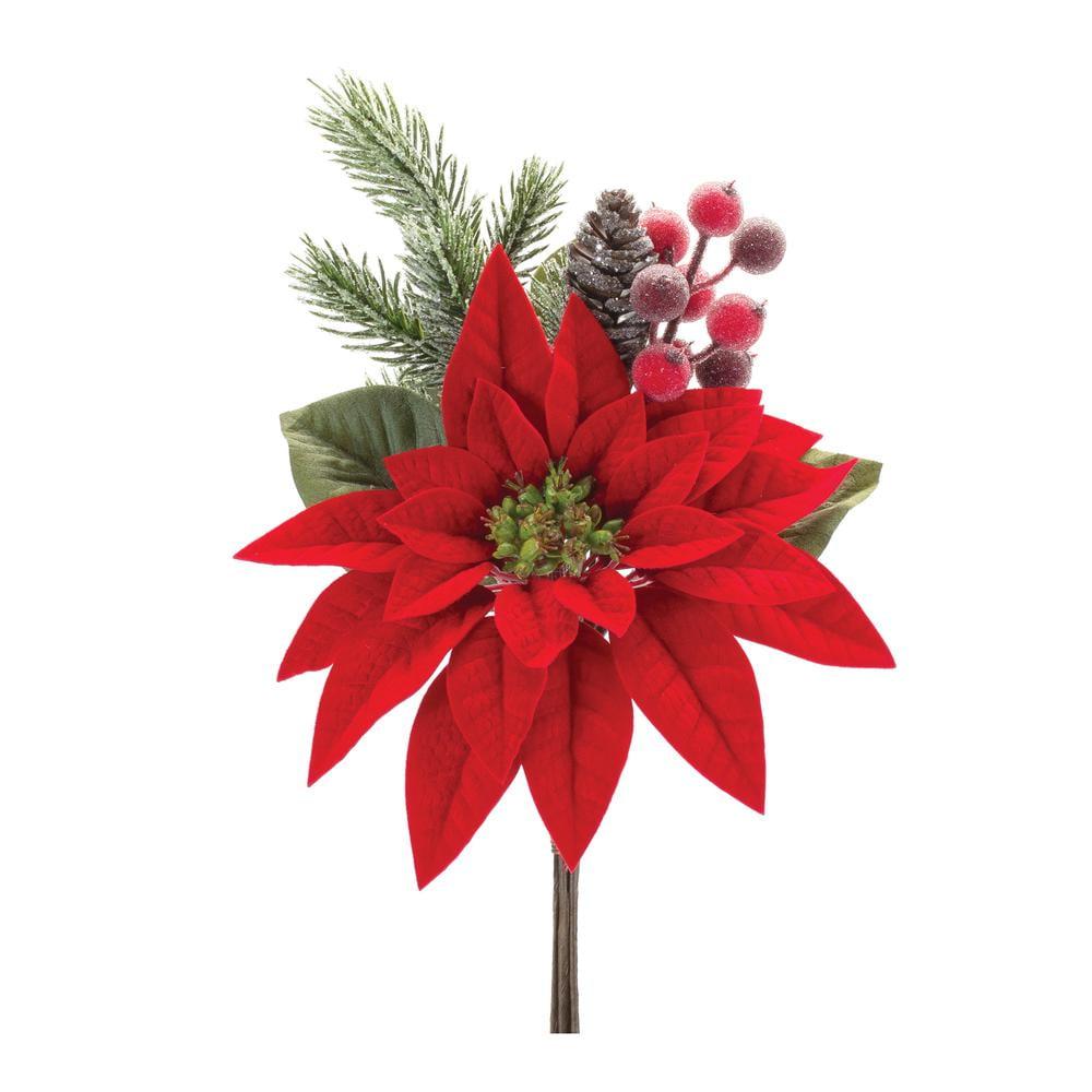 Festive Red and Green Poinsettia Christmas Centerpiece