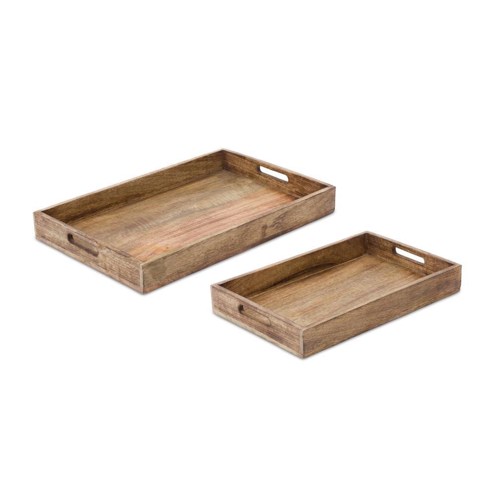 Melrose Decorative Wooden Tray (Set of 2)