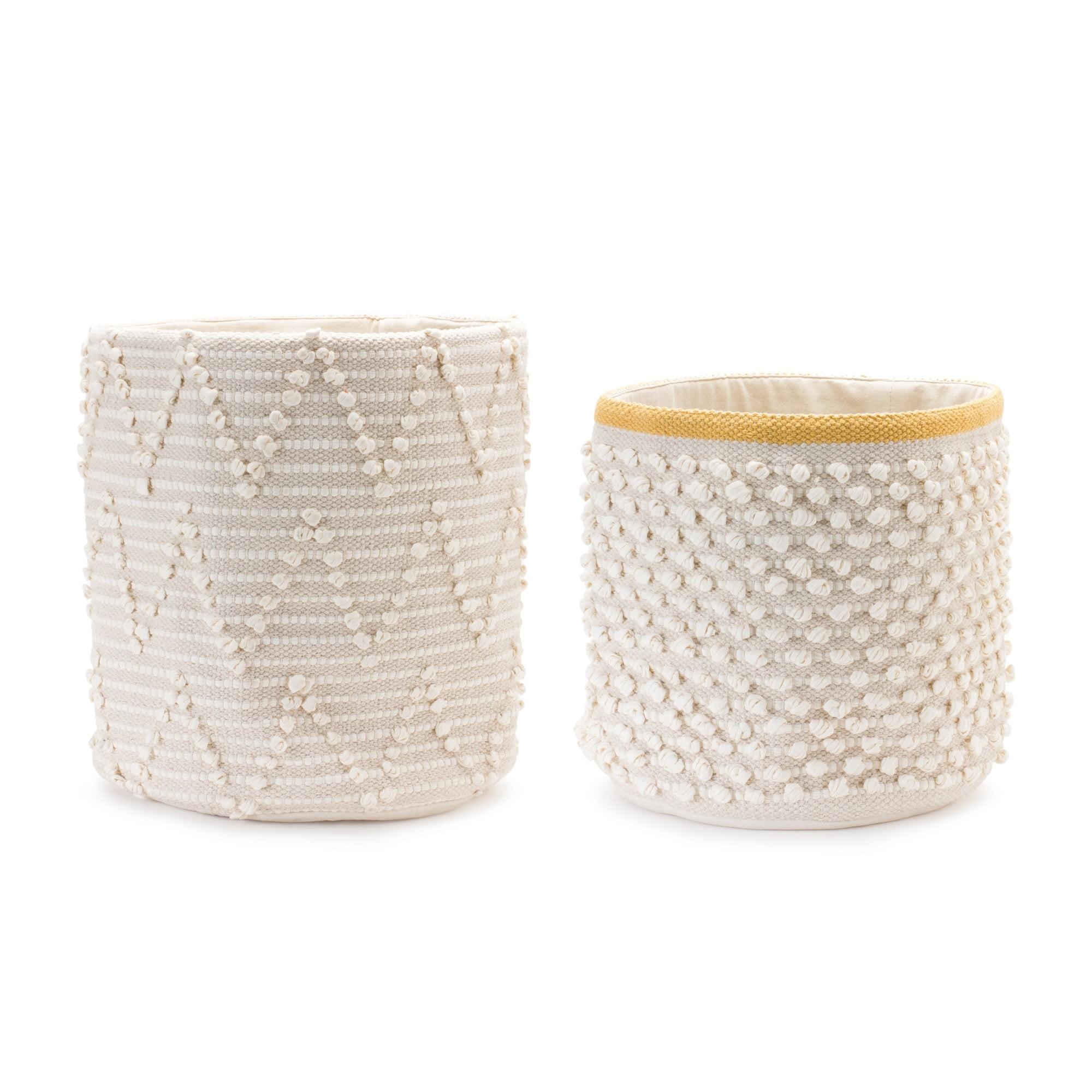 Melrose White and Yellow Woven Cotton Storage Baskets Set