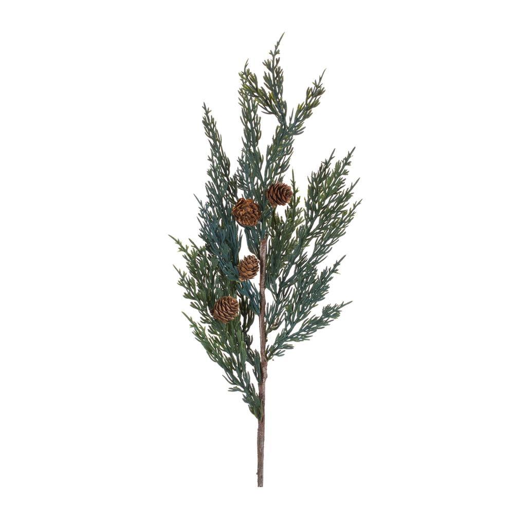 Set of 24 Green and Brown Pine Sprays with Pinecones