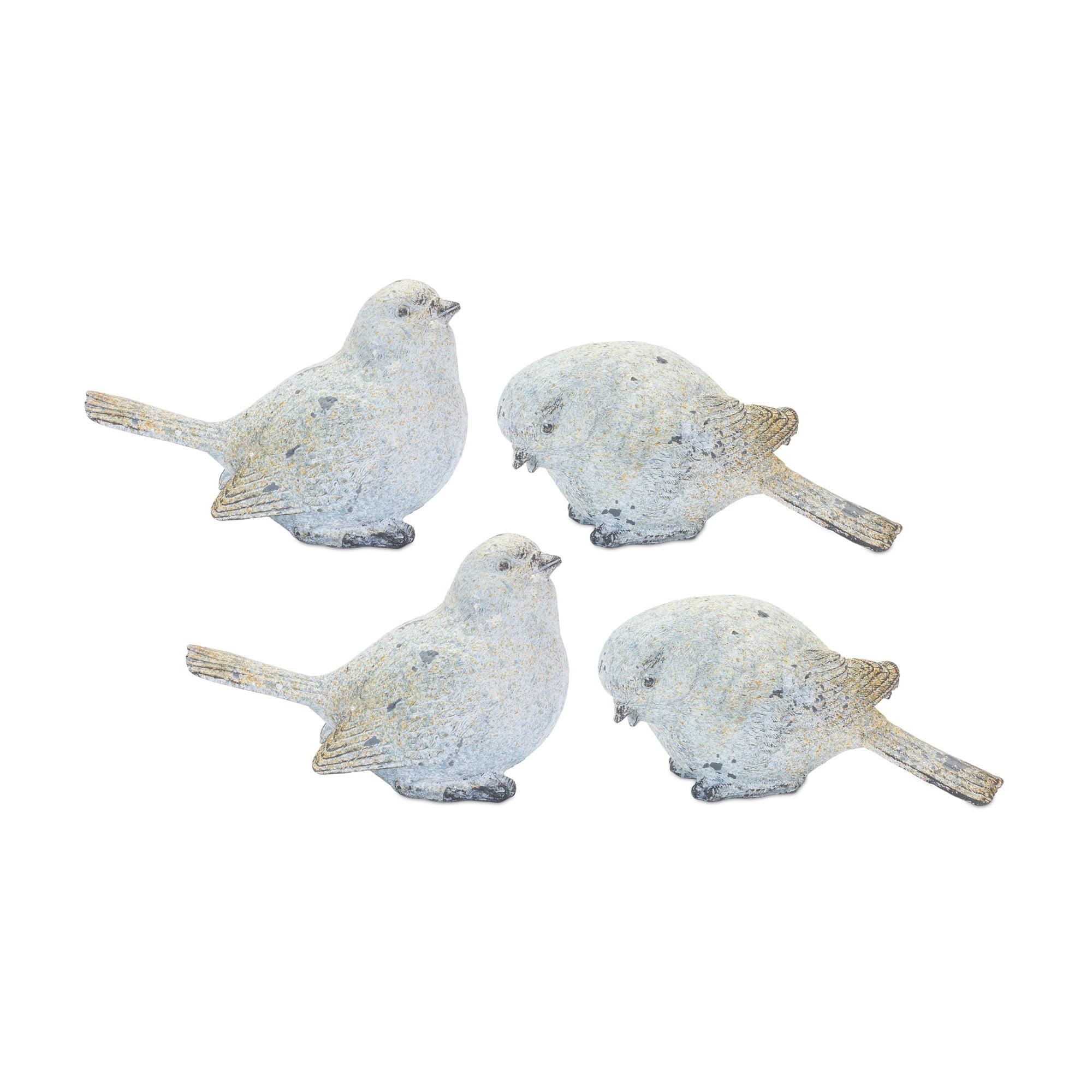 Melrose Set of 4 Distressed Bird Figurines 5"