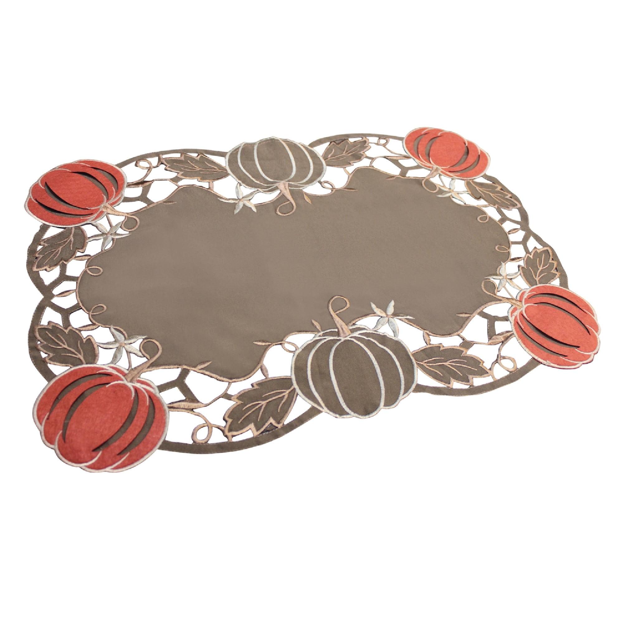 Set of 6 Brown and Orange Pumpkin Thanksgiving Placemats