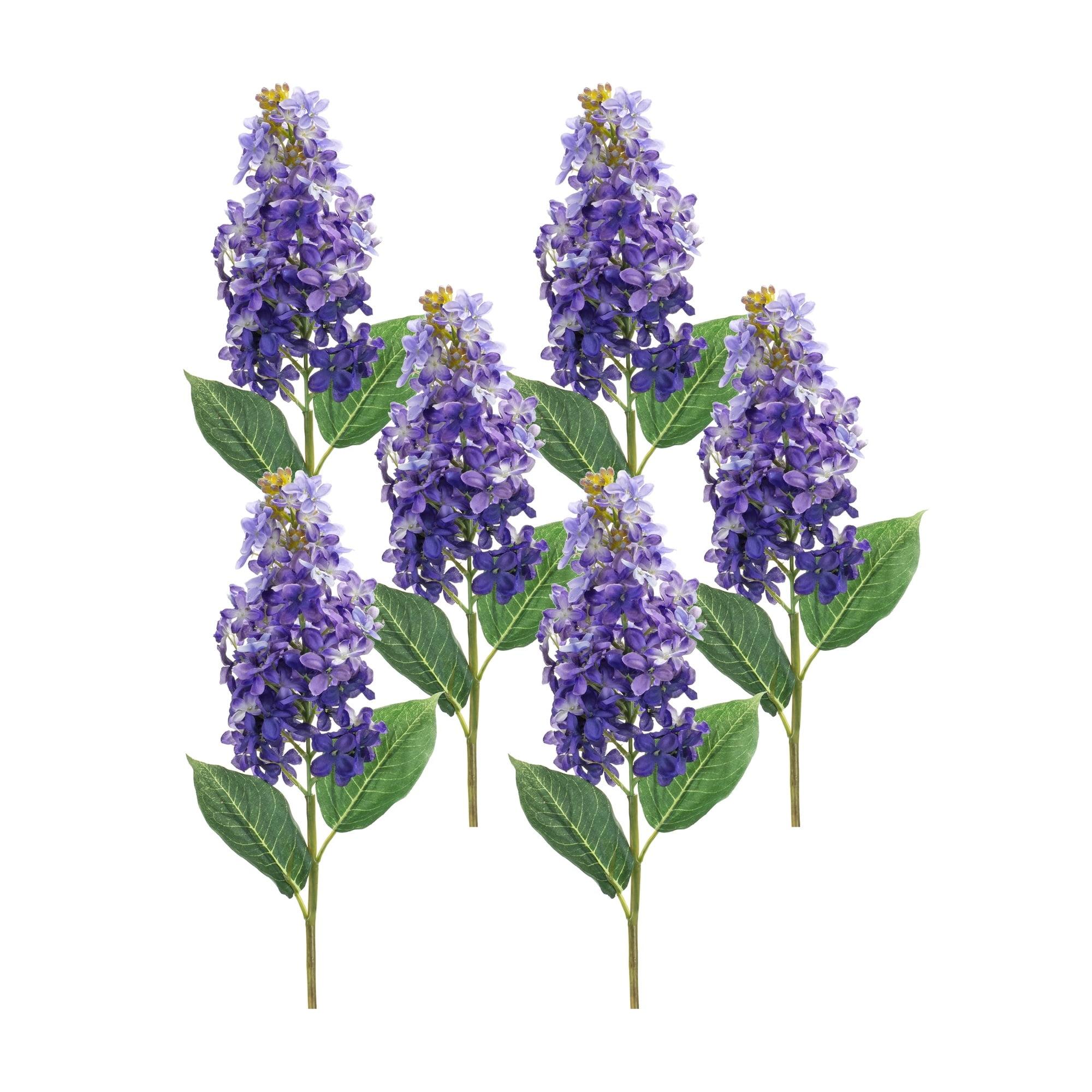 Lilac Bliss Polyester Floral Stems Set of 6 for Indoor/Outdoor Decor