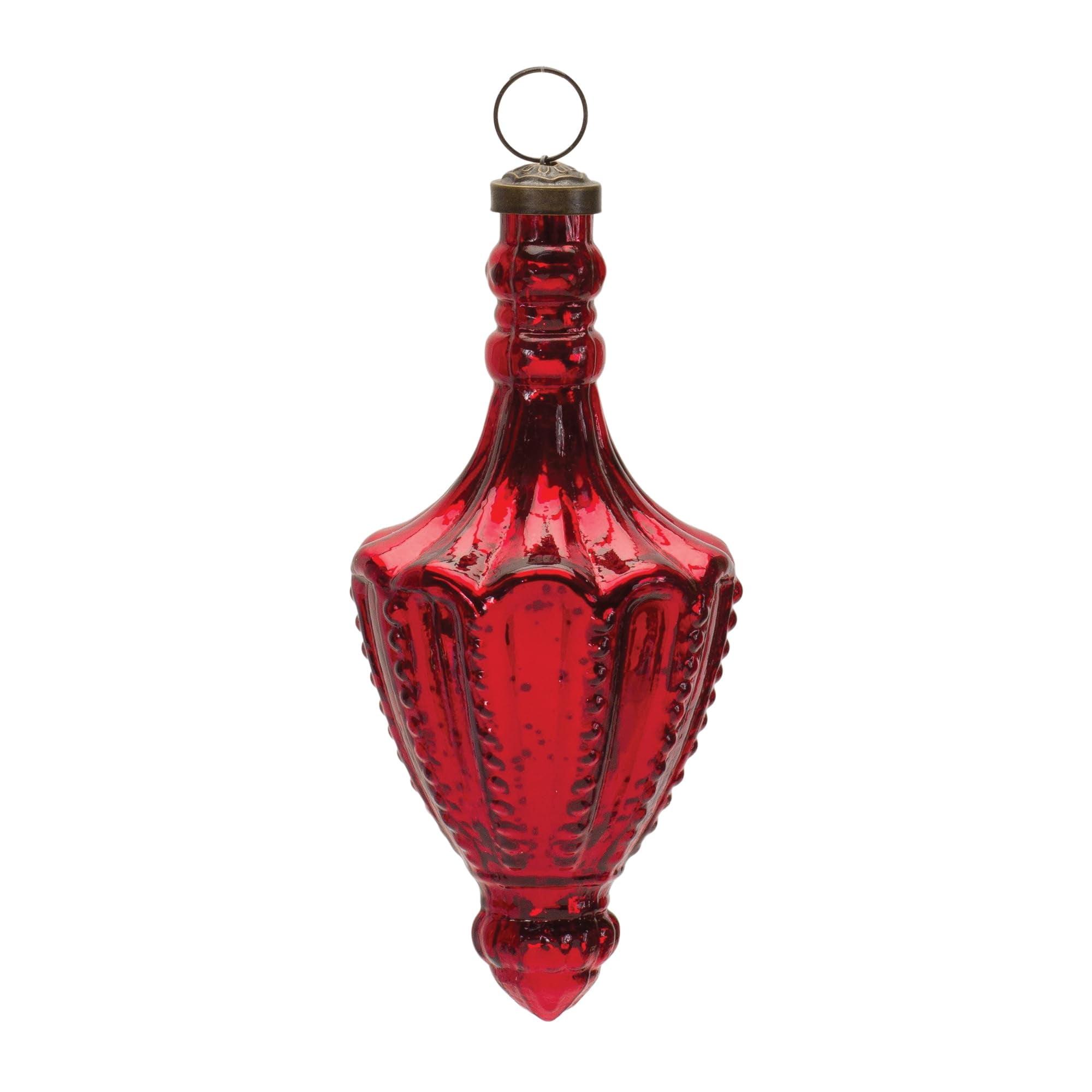 Red Mercury Glass Finial Drop Ornaments Set of 4