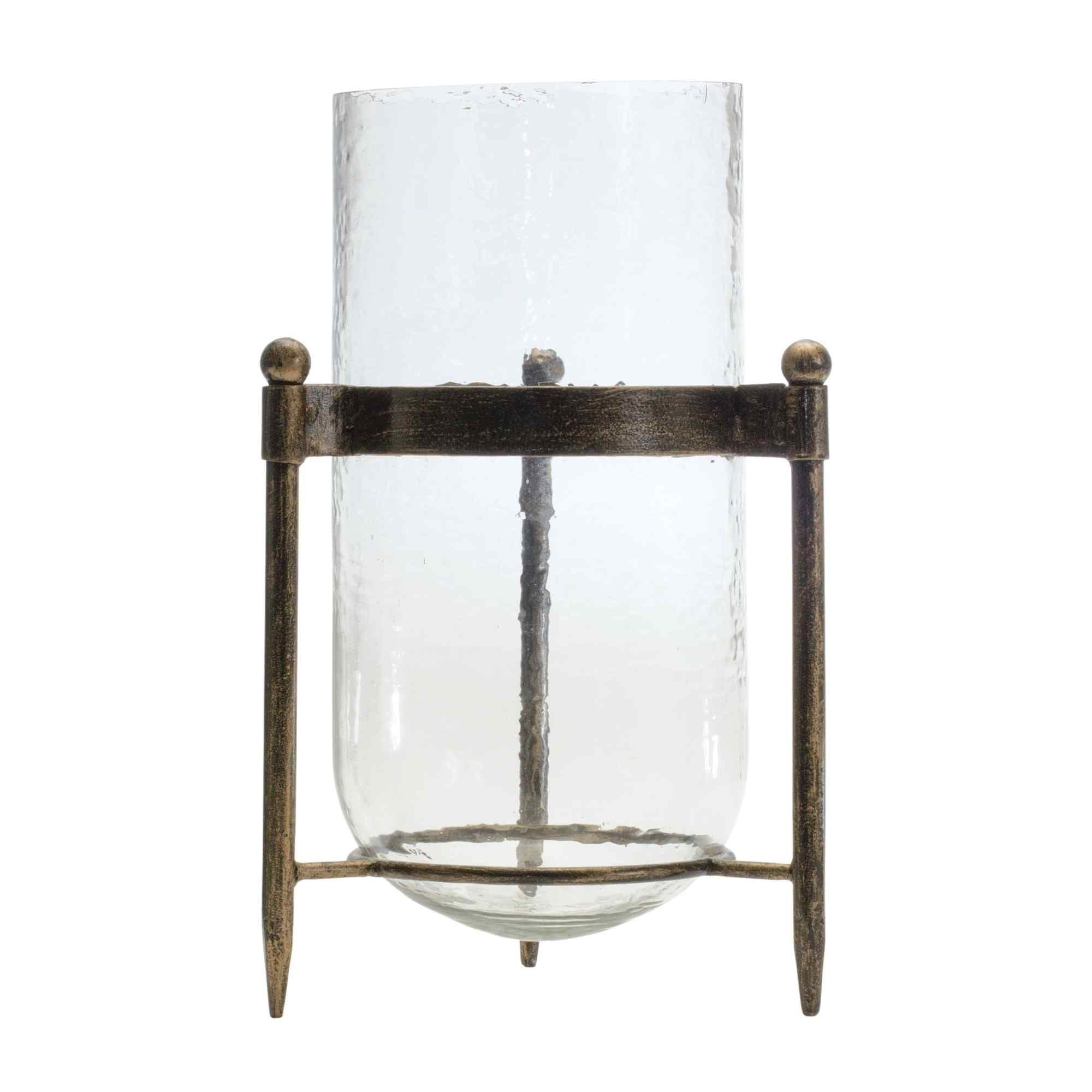 Melrose Glass Candle Holder in Metal Stand