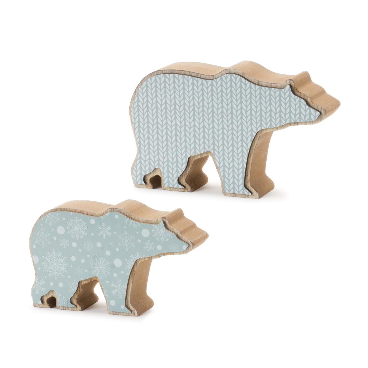 Melrose Wood Polar Bear Decor (Set of 2)