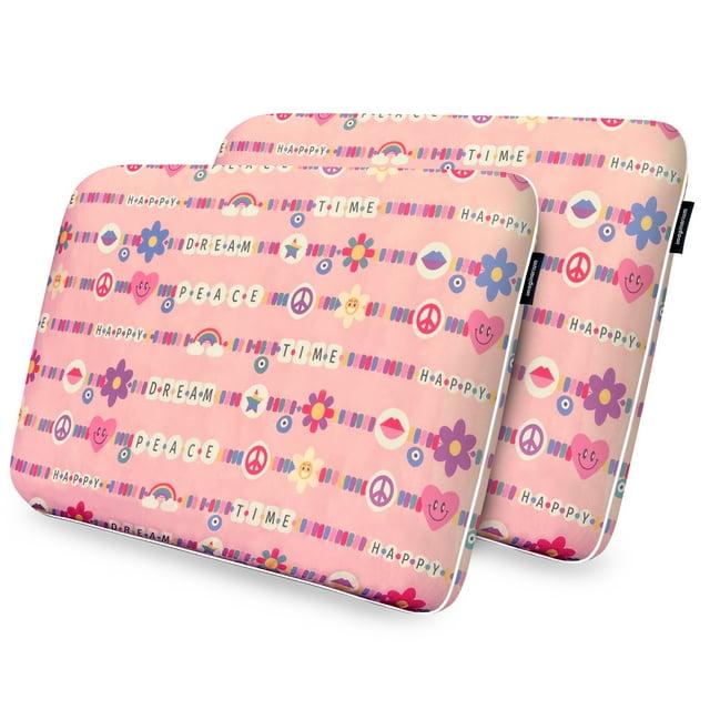 Memory Foam Fun Pillow with Cool-to-The-Touch Cover, Standard/Queen, Pink Friendship Bracelet 2 Pack