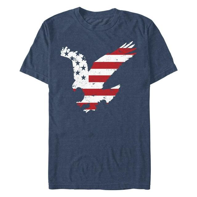 Men's CHIN UP Americana Flying Eagle  T-Shirt - Navy Blue Heather - Small