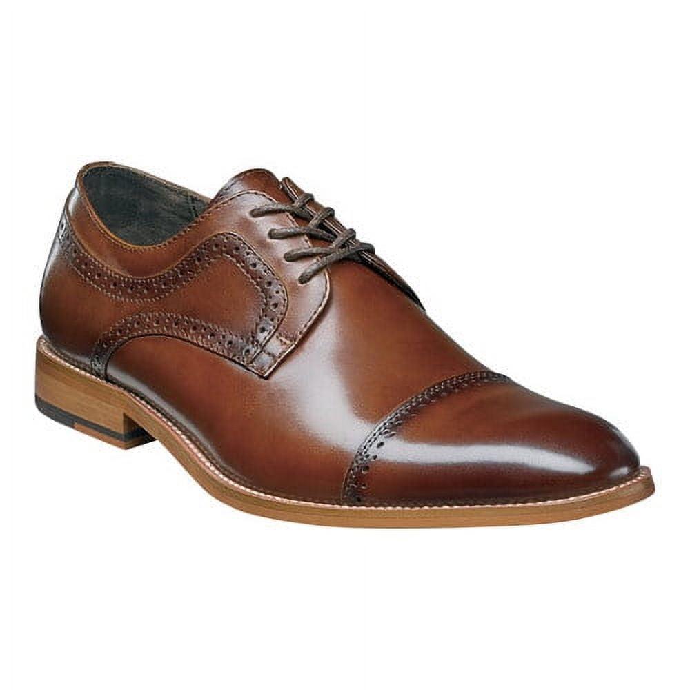 Men's Cognac Genuine Leather Cap Toe Derby Shoes