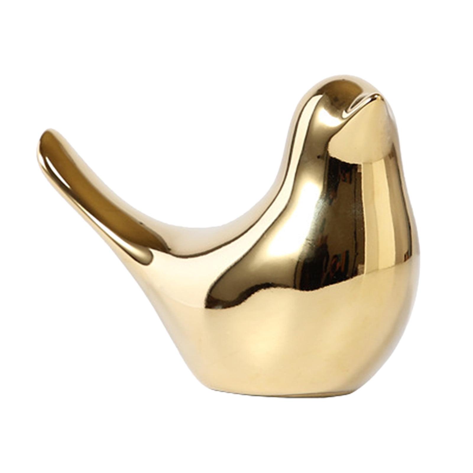 Gold Ceramic Bird Statues for Table Decor