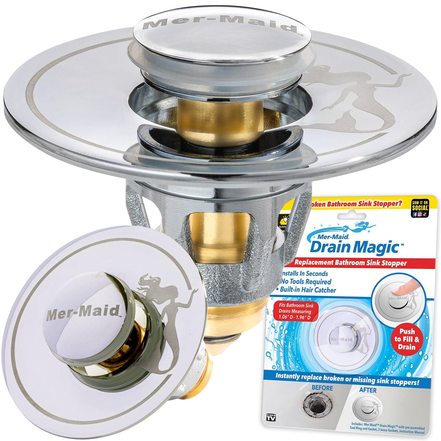 Mer-Maid Chrome Brass Universal Sink Stopper with Hair Catcher