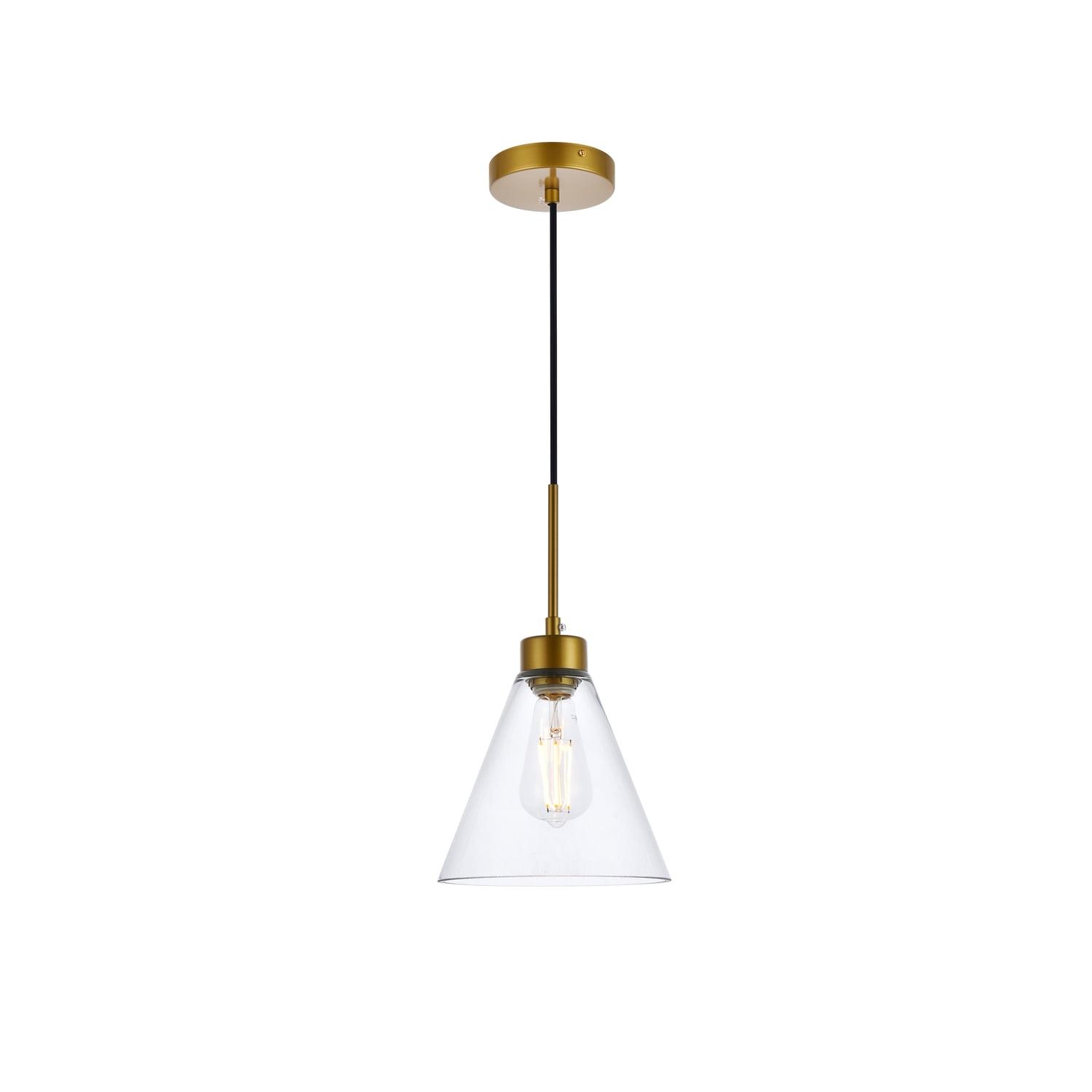 Mera 7.9" Contemporary Brass & Glass Pendant Light