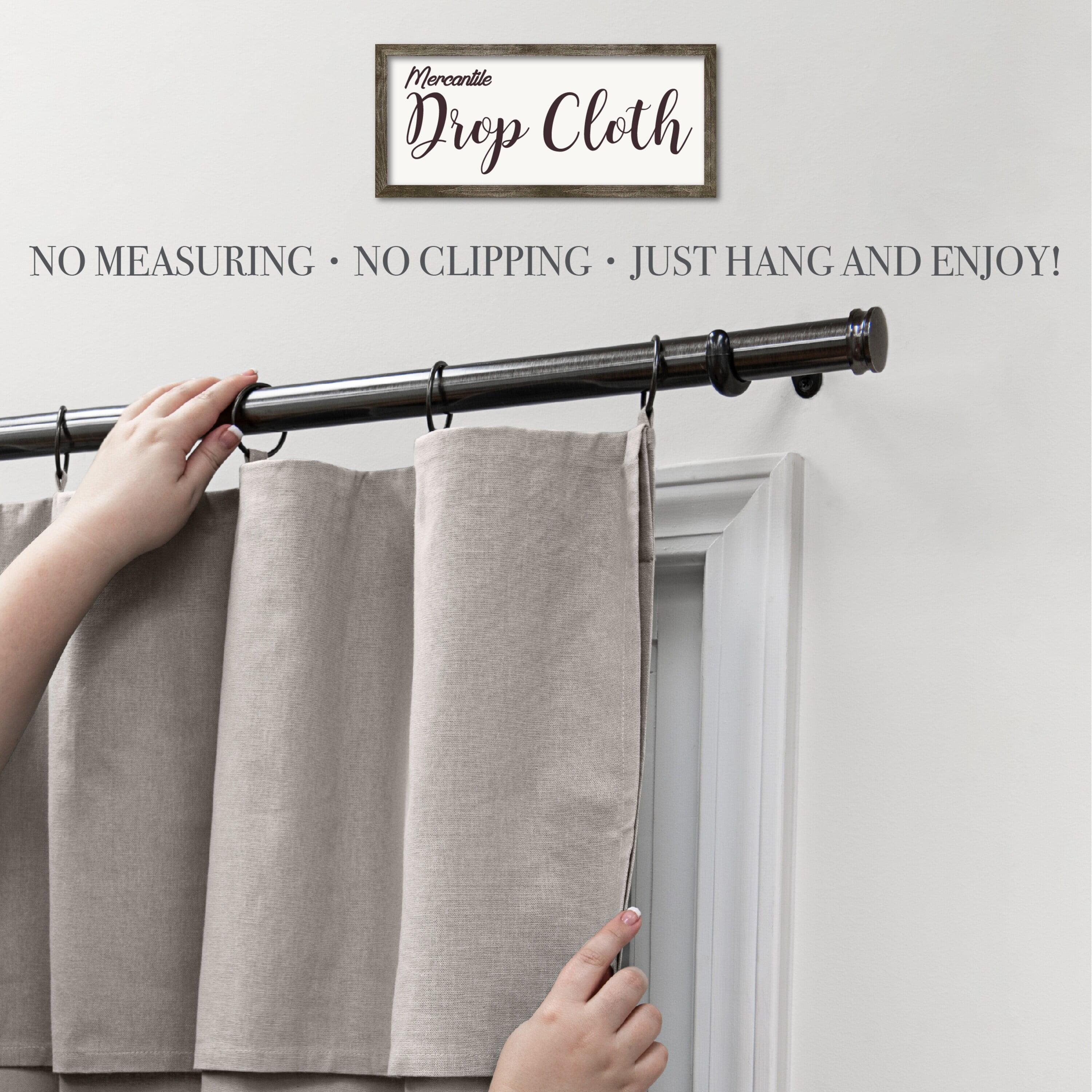 Mercantile Drop Cloth Light Filtering Ring Top Tab Farmhouse Curtain Panel with Valance Wave Blue 84 Inches