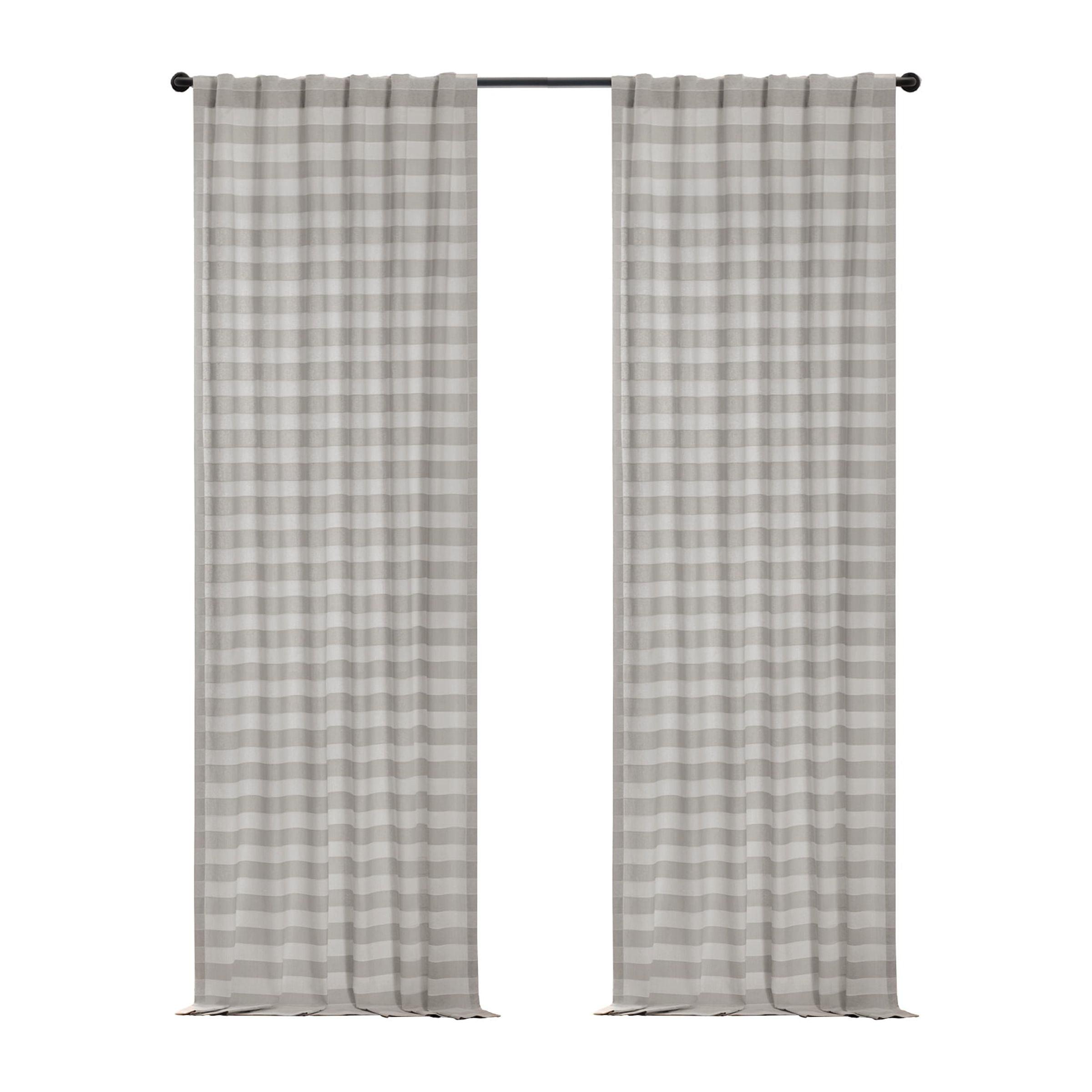 Dark Grey Pleated Sheer Cotton Polyester Window Panel 50 x 95