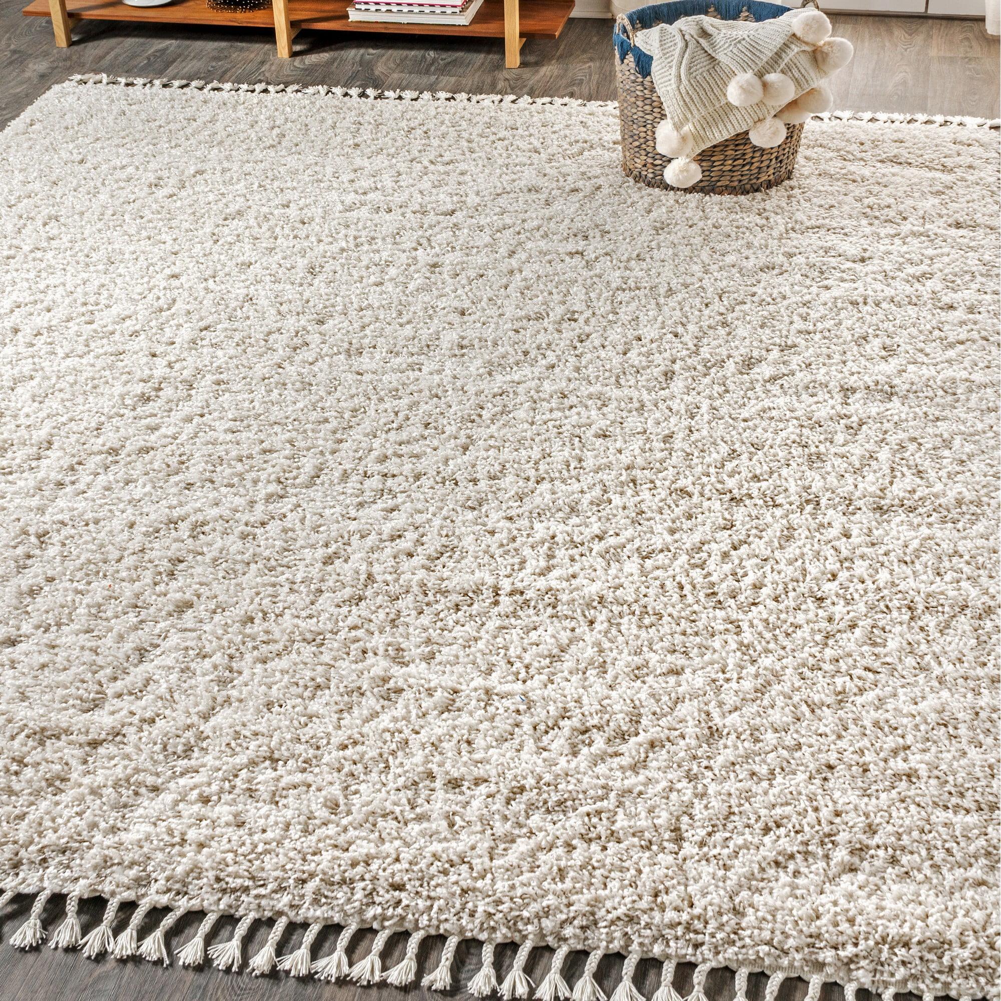 Merida Stacked Grid Shag Area Rug - JONATHAN Y