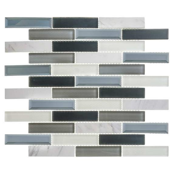 Andova Mergo 1" x 3" Beveled Marble Brick Joint Mosaic Kitchen Backsplash, Bathroom, Shower, Pool, Wall and Floor Tile