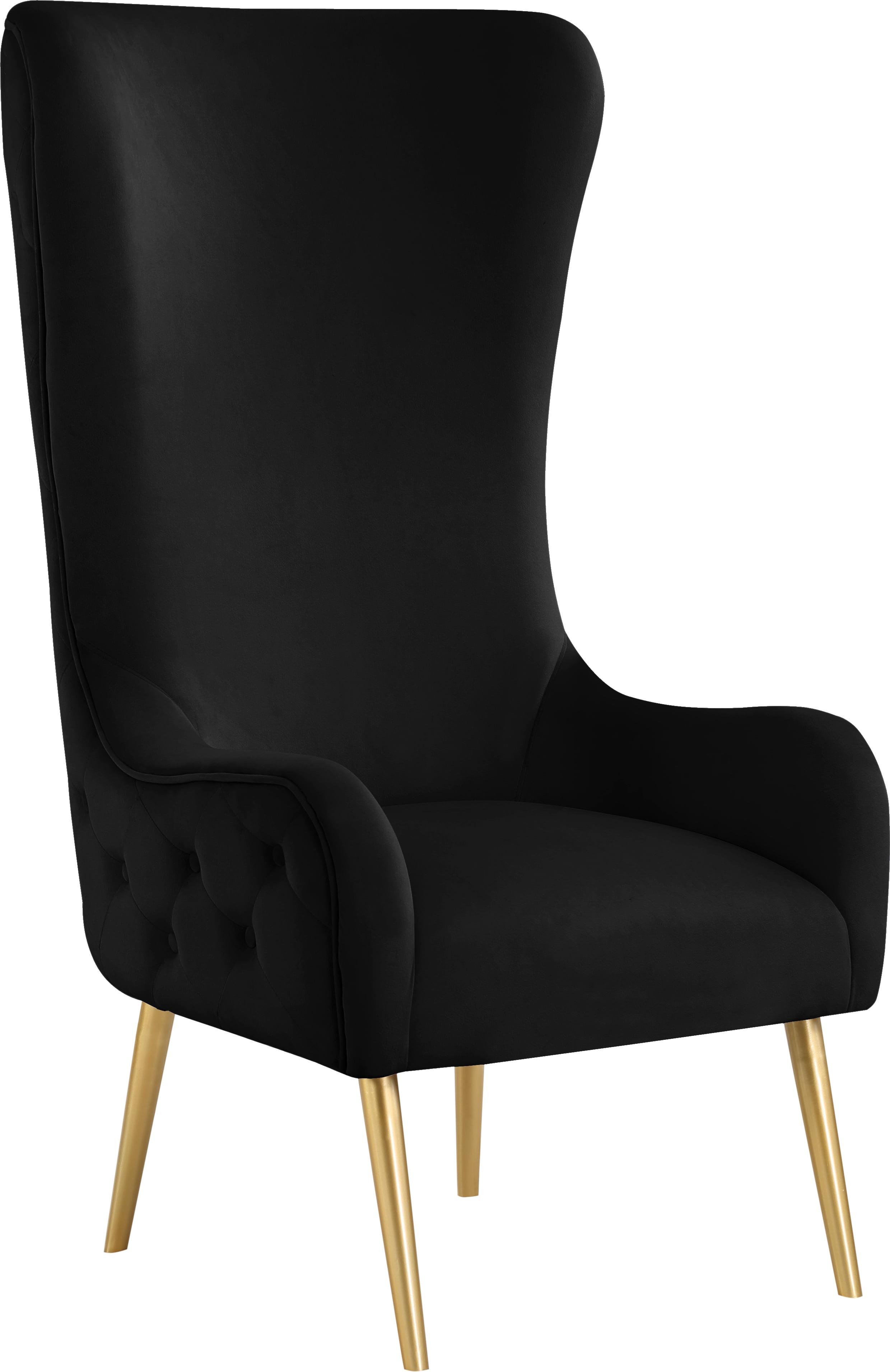 Alexander High Back Black Velvet Accent Chair with Gold Legs