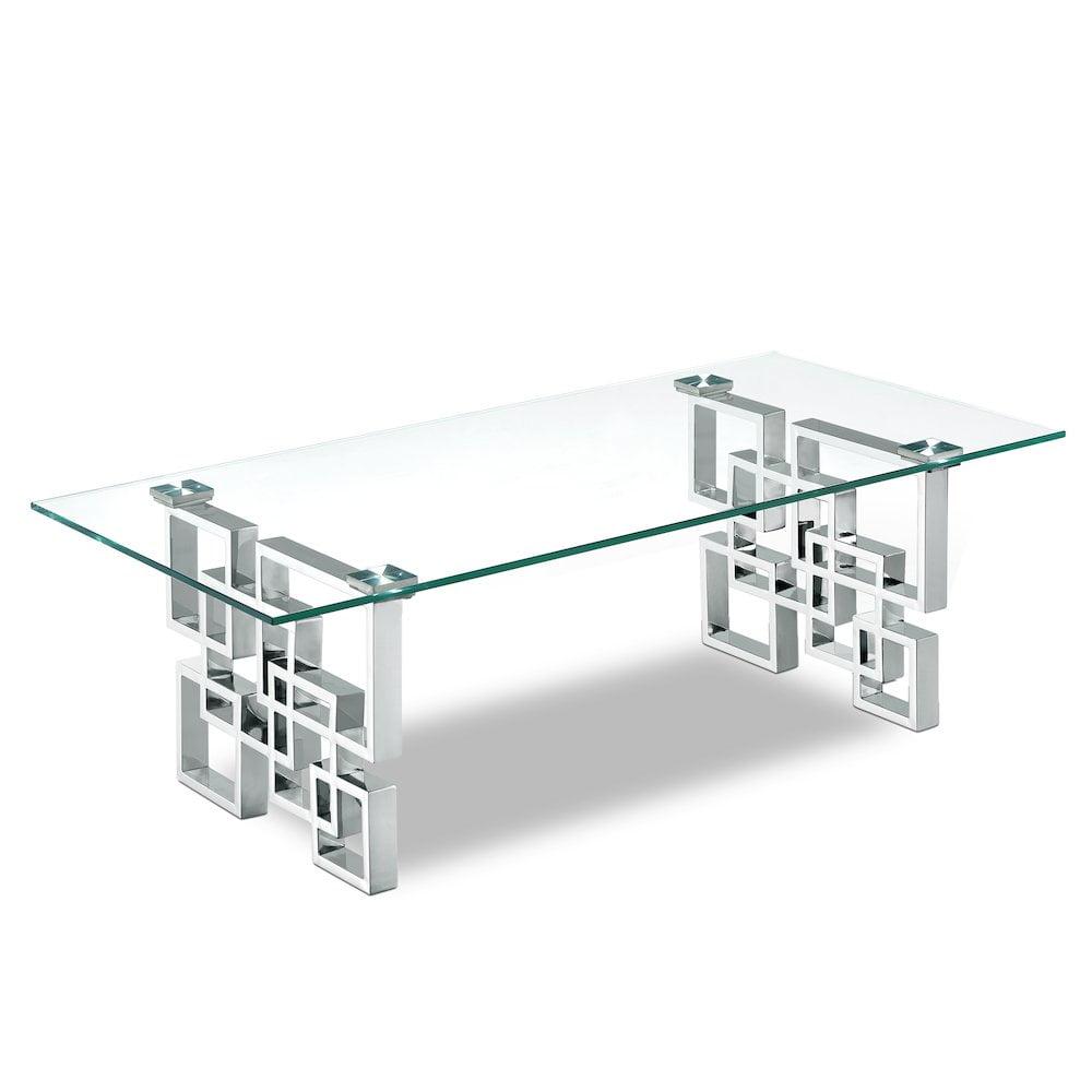 Meridian Furniture Alexis Glass Top Coffee Table with Durable Chrome Base