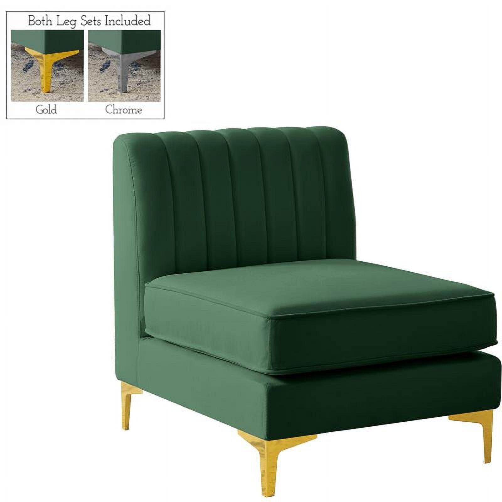 Meridian Furniture Alina Green Velvet Armless Chair