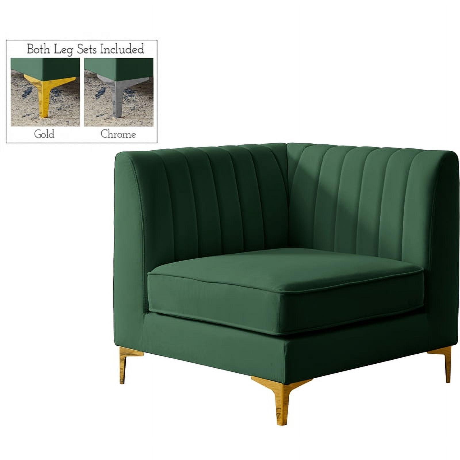 Meridian Furniture Alina Green Velvet Corner Chair