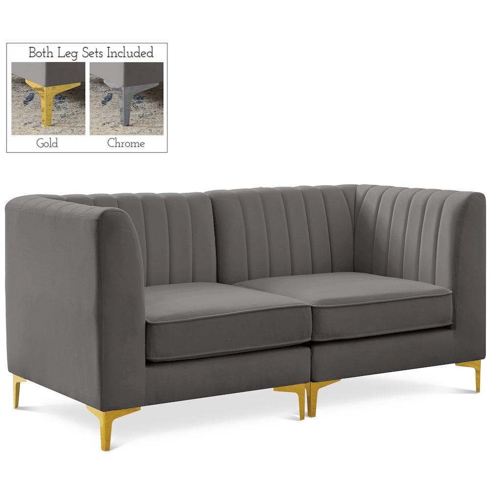 Meridian Furniture Alina Grey Velvet Modular Sofa