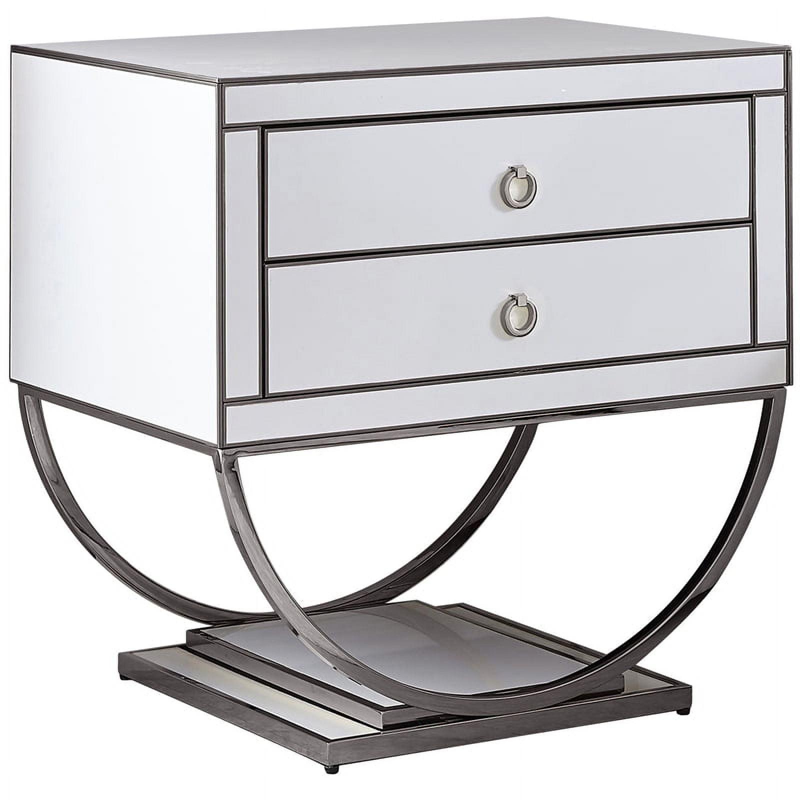 Alyssa 28" White and Chrome Glass Side Table